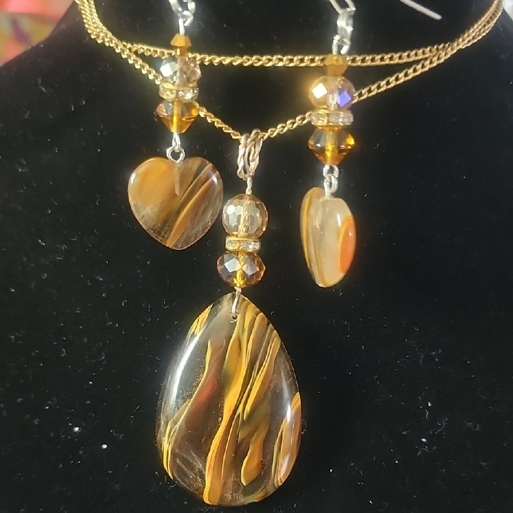 Cherry Volcano Quartz  Pendant Necklace